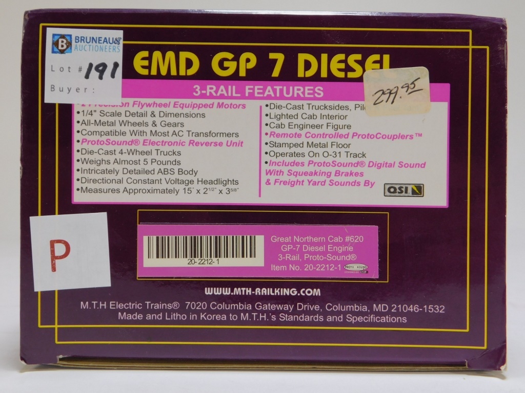 Appraisal: MTH GREAT NORTHERN EMD GP- DIESEL ENGINE TRAIN Item no