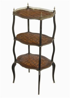 Appraisal: A late th century French rosewood ebonised and parquetry three