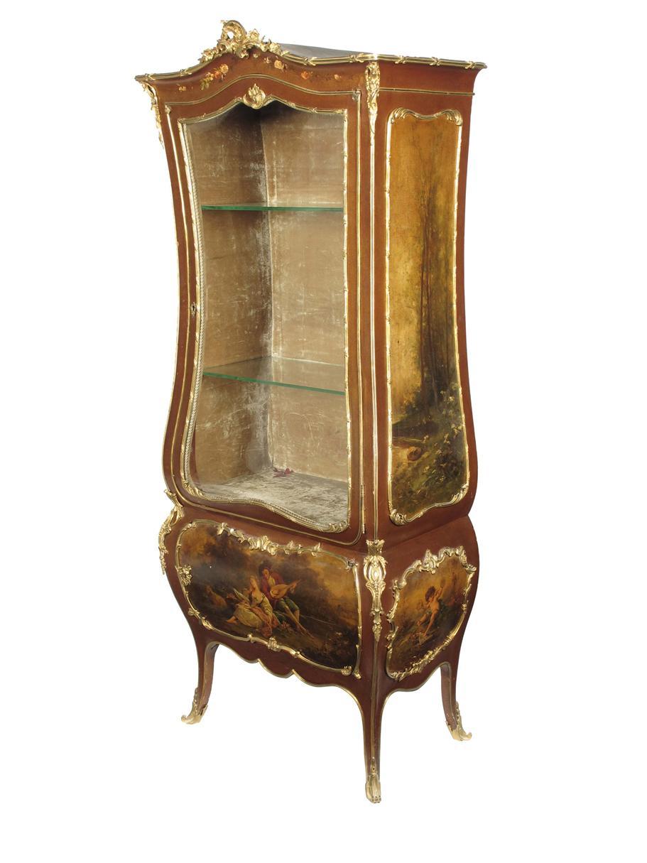 Appraisal: A French lacquered and Vernis Martin style vitrine