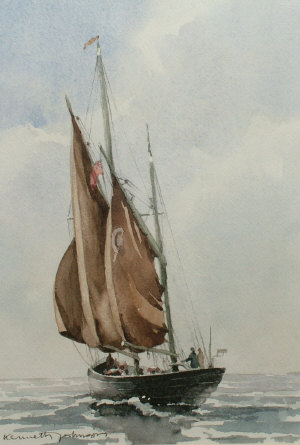 Appraisal: Kenneth Johnson b - Sailing boat watercolour signed x cm