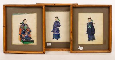 Appraisal: Six Chinese rice paper paintings of Mandarins cm x cm