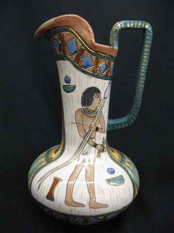 Appraisal: Deruta Italian Faiance Pottery Pitcher Egyptian motif ''