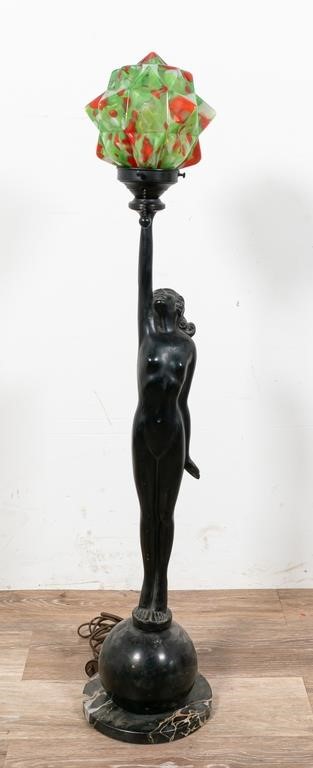 Appraisal: ART DECO FIGURAL LAMPArt Deco figural lamp Nude mounted on