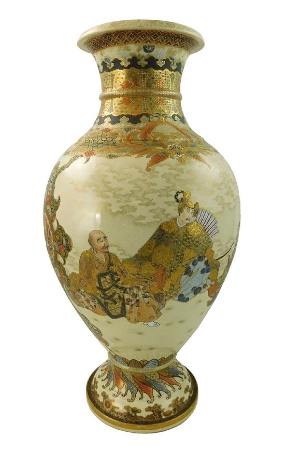 Appraisal: ASIAN Monumental Satsuma vase th th C baluster form figural