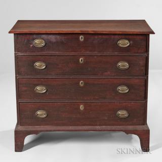 Appraisal: Birch Chest of Four Drawers Joseph Short Newburyport late th