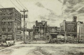 Appraisal: DOUG OSA BORN PENCIL SIGNED ETCHING A Kansas City scene