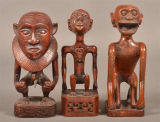 Appraisal: Three Vintage African Figural Wood Carvings Protection and fertility figures