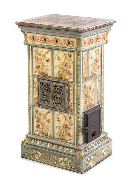 Appraisal: Sale Lot An Aesthetic Movement Ceramic Stove decorated with flowers