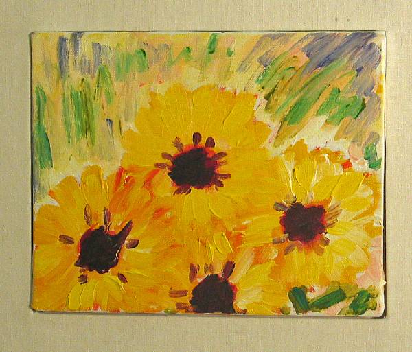 Appraisal: Salome th century Sunflowers acrylic on canvas x in