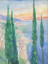 Appraisal: E Hotchkiss American th Century French Riviera Watercolor on paper