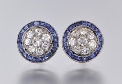 Appraisal: A Pair of Diamond and Sapphire Earrings k white gold