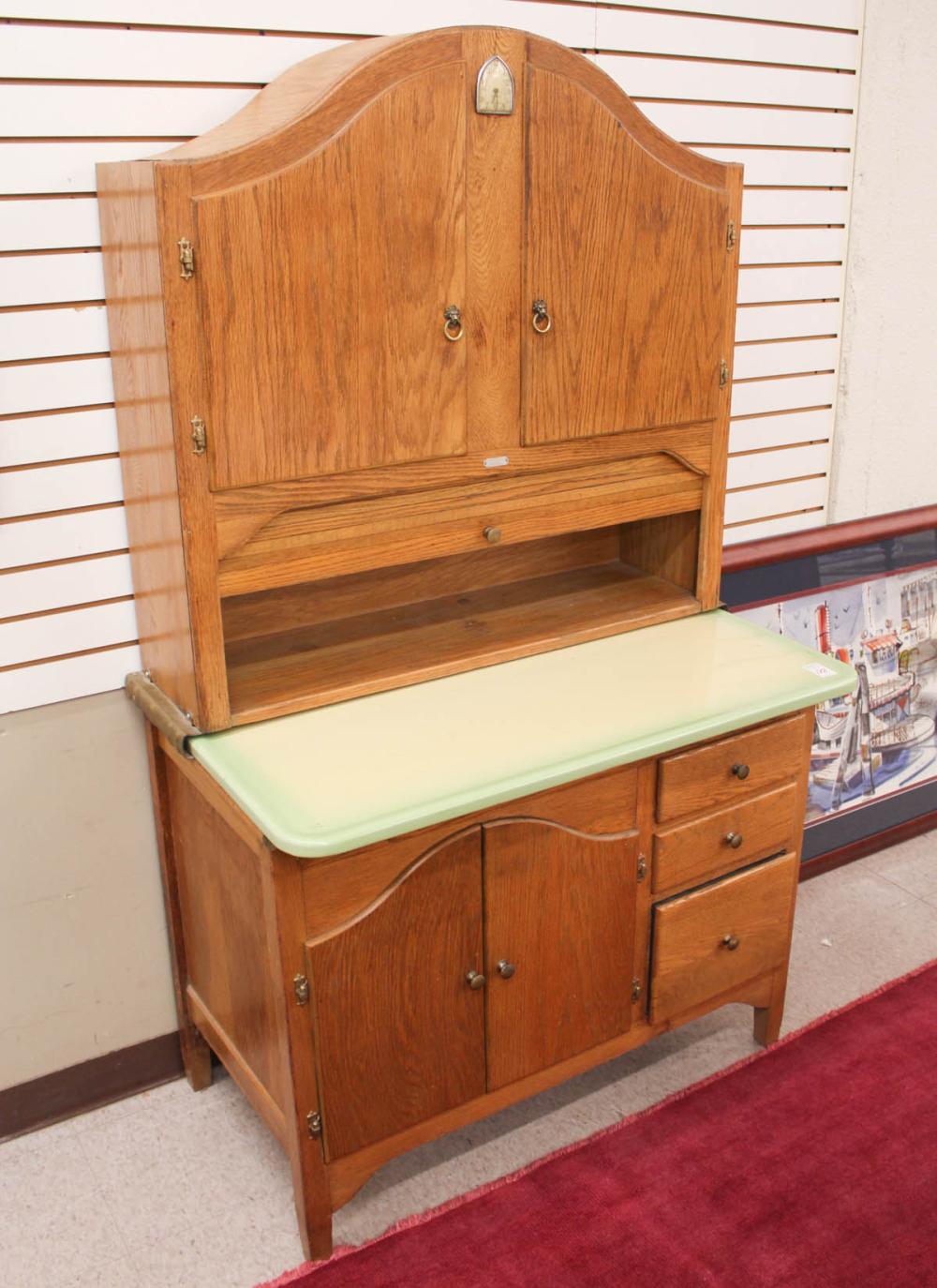 Appraisal: VINTAGE OAK 'HOOSIER' KITCHEN CABINET Oxford Millwork Co Oxford Pennsylvania