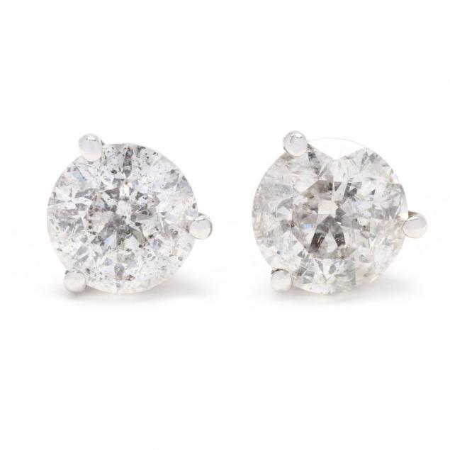 Appraisal: White Gold Diamond Stud Earrings Each prong set with a