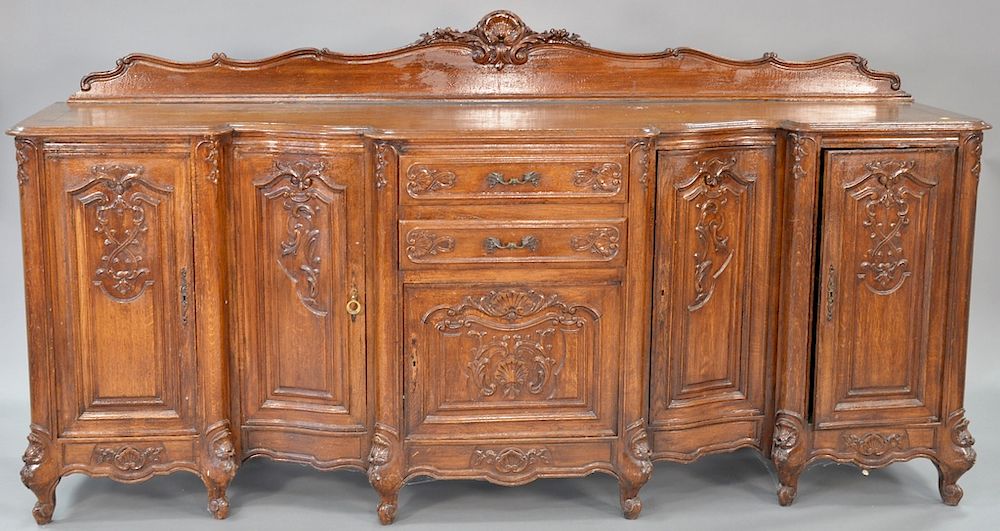 Appraisal: Louis XV style oak sideboard with doors and drawers ht