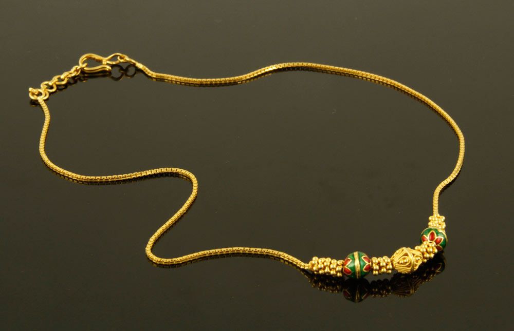 Appraisal: - Gold and Enamel Necklace yellow gold and enamel necklace