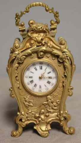 Appraisal: Miniature Bronze Rococo Louis XV Style Clock From a Long