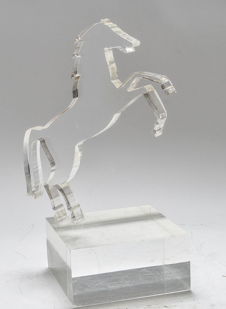 Appraisal: Modern Lucite Sculpture of Rearing Horse Modern Lucite sculpture of