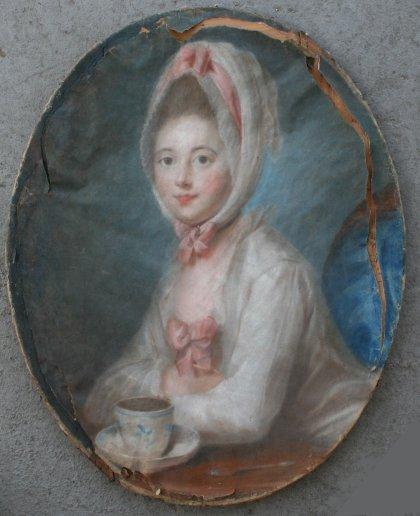 Appraisal: EXCEPTIONAL PASTEL PORTRAIT CIRCLE OF PERRONEAU '' x '' on