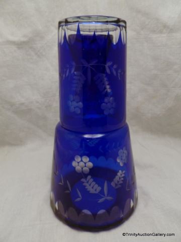 Appraisal: Bohemian Cut to Clear Cobalt Blue Tumble-Up Nicely cut glass