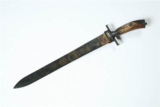 Appraisal: HUNTING SWORD Germany late th century Heavy blade with etched