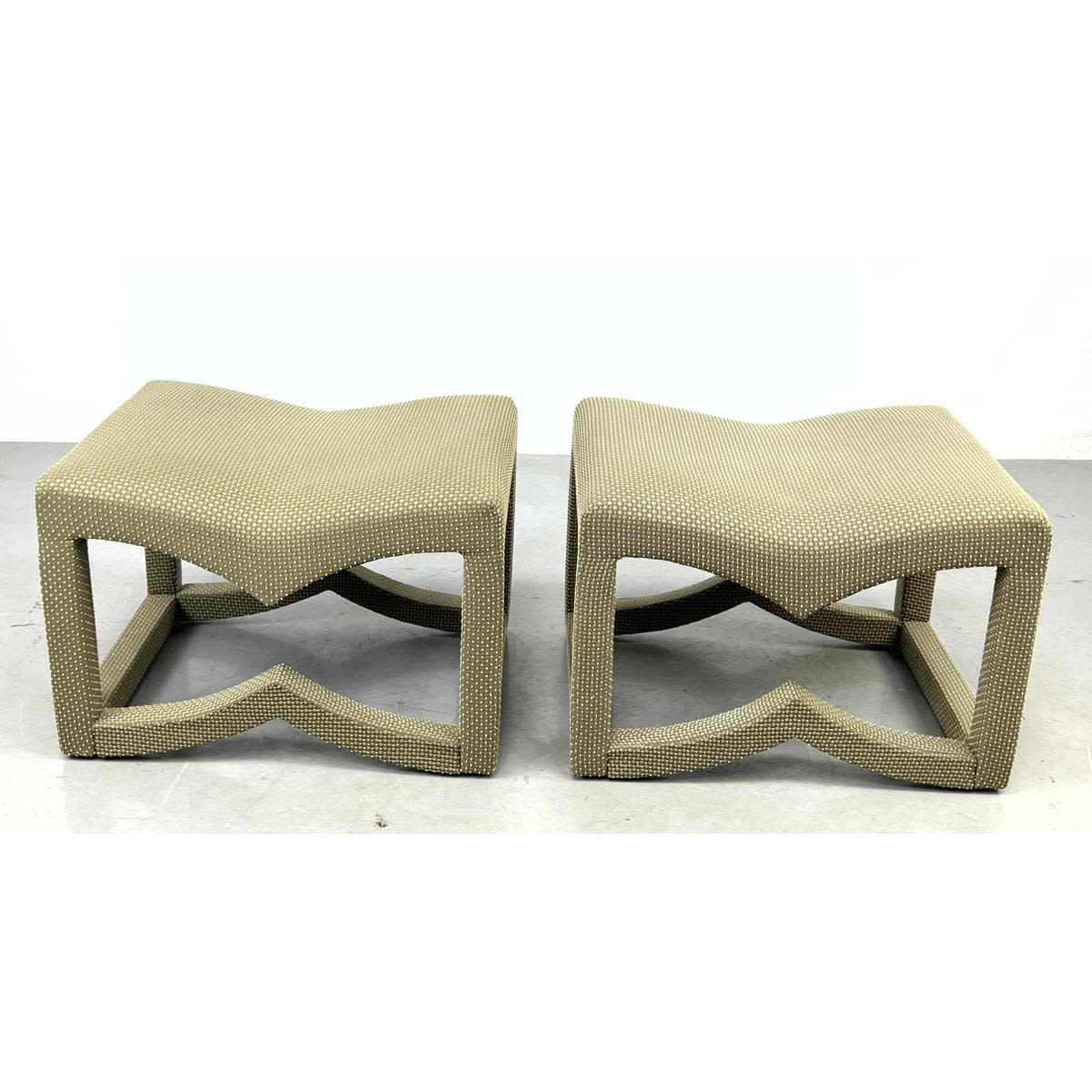 Appraisal: Stylish Decorator Upholstered Benches Stools Unique Bow Tie Form Dimensions