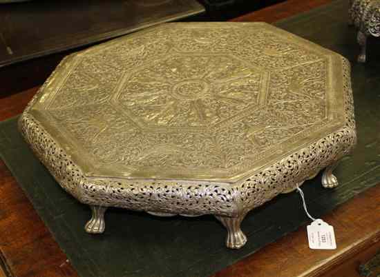 Appraisal: A large Indian white metal plateau stand of octagonal form