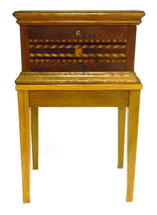 Appraisal: th th C inlaid box on custom-made stand two pieces