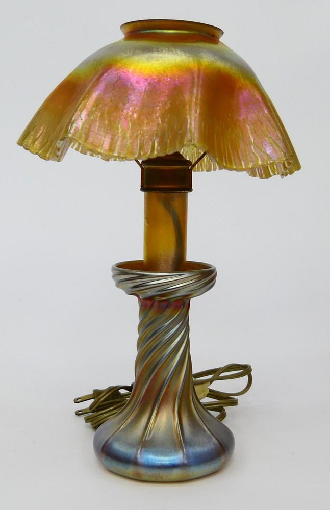 Appraisal: LOUIS TIFFANY AUTHENTIC FAVRILLE CANDLESTICK LAMP Louis Comfort Tiffany candlestick