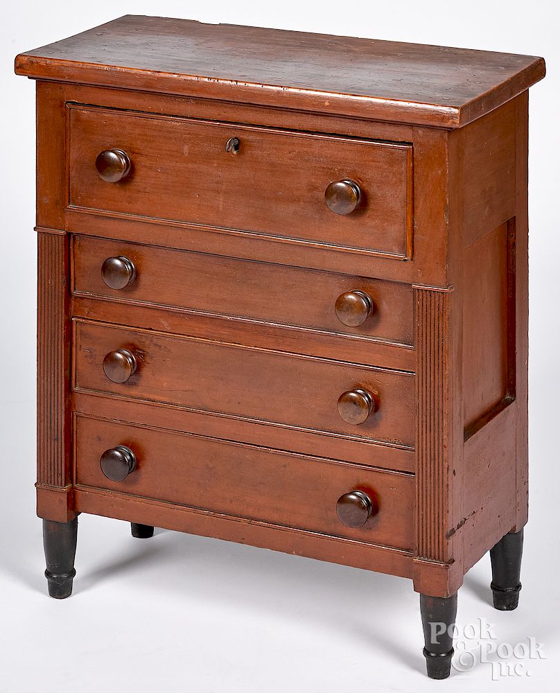 Appraisal: Pennsylvania poplar child's chest of drawers Pennsylvania stained poplar child's