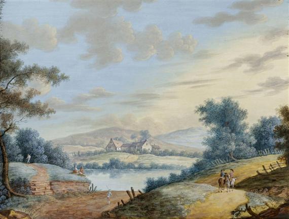 Appraisal: ENGLISH -Anonymous th c Idyllic landscape with the sea and