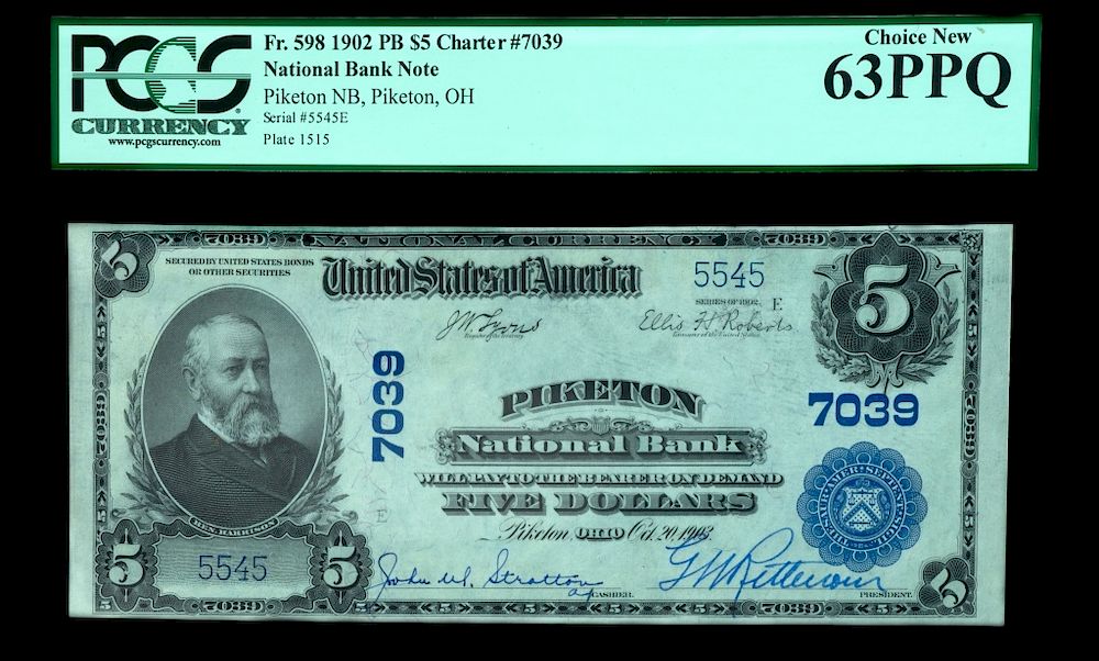 Appraisal: Us National Bank Note Piketon Ohio Nb Ppq Us Currency