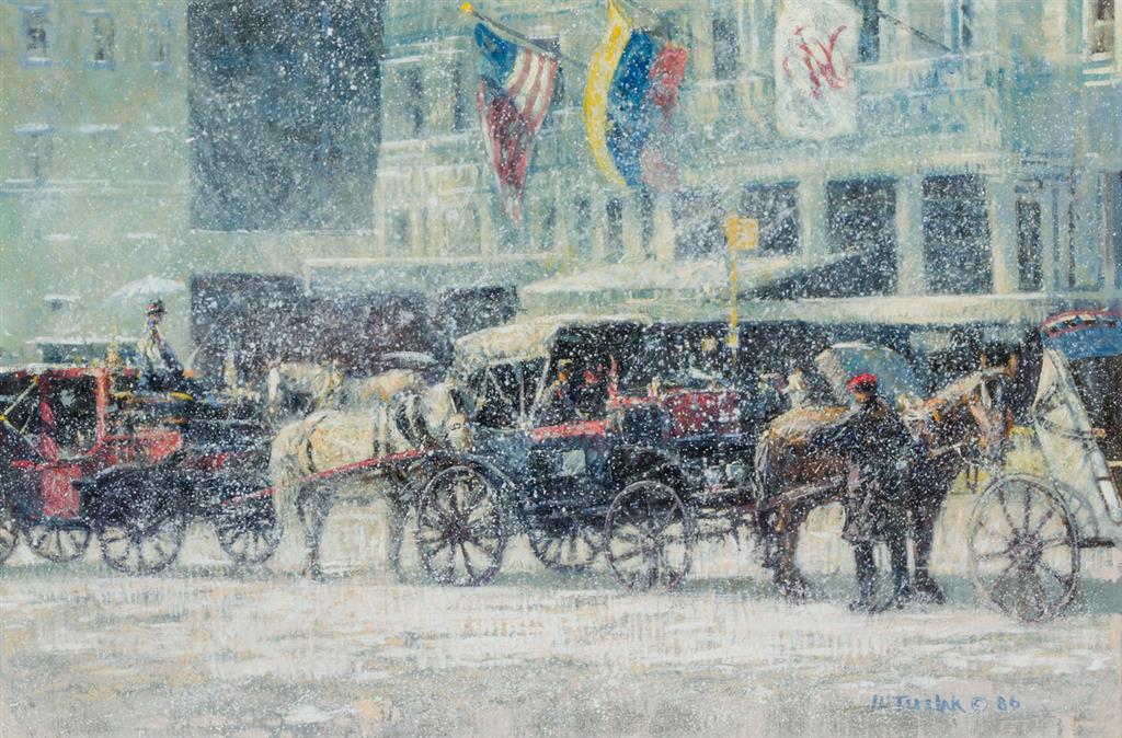 Appraisal: JOHN C TERELAK American b The Plaza oil on canvas