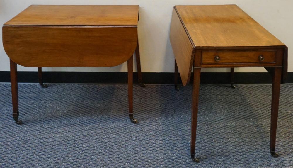 Appraisal: Two George III Style Oak Drop-Leaf Tables Larger x x