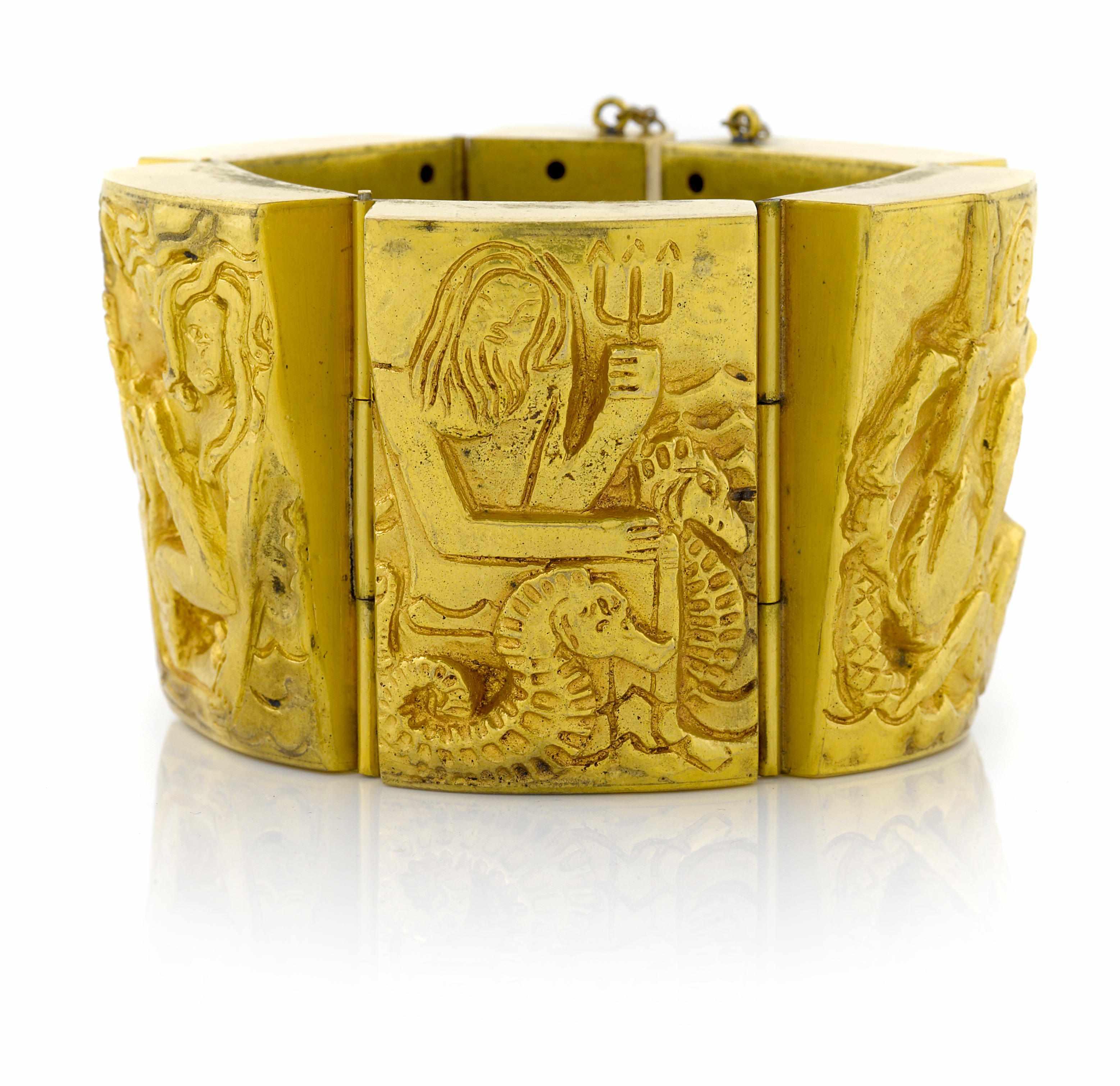 Appraisal: A Line Vautrin gilt bronze Les Filles de Neptune cuff