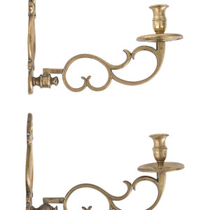 Appraisal: A Pair of American Cast-Brass Single-Light Wall Sconces th Century