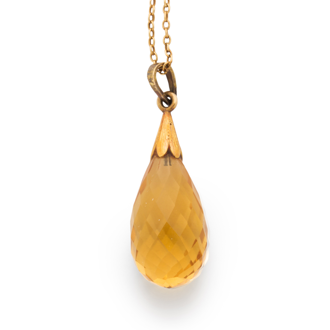 Appraisal: A CITRINE AND FOURTEEN KARAT GOLD NECKLACE A citrine and