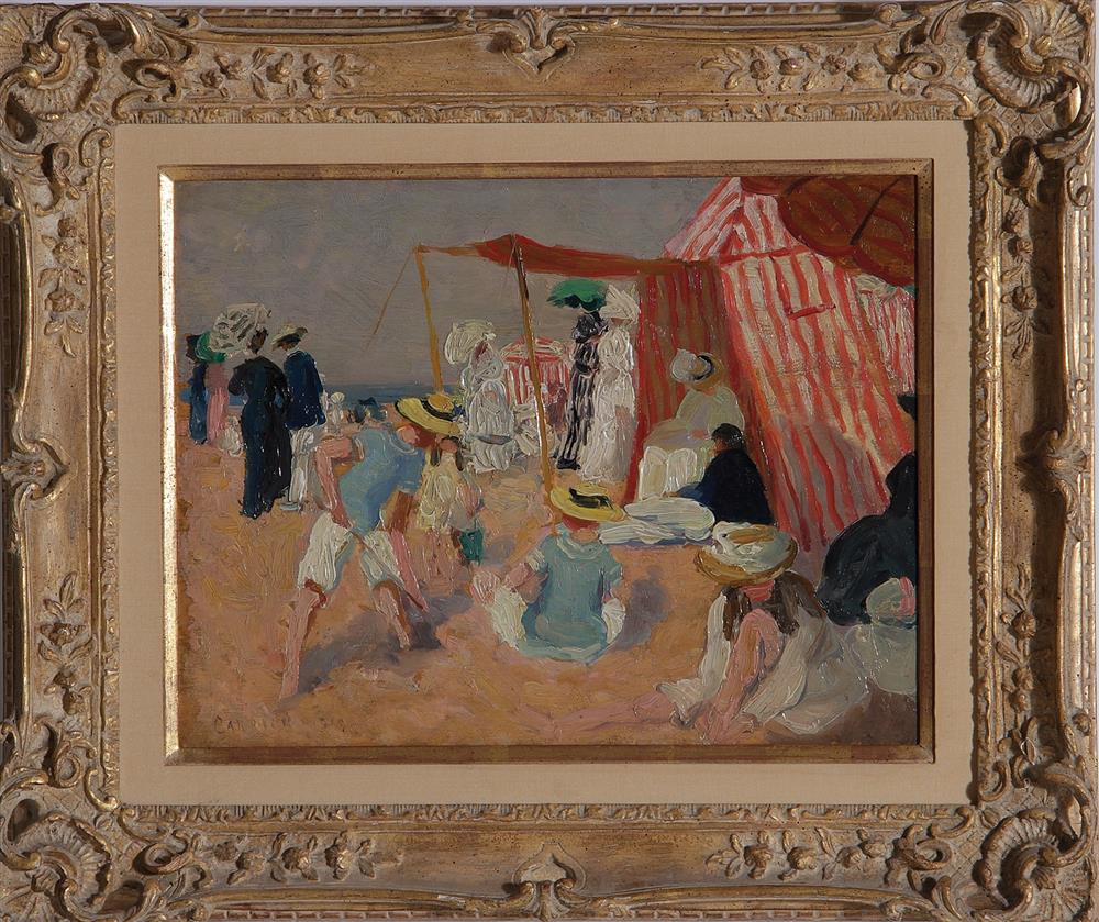 Appraisal: French Post-Impressionist school early th century SUR LA PLAGE oil