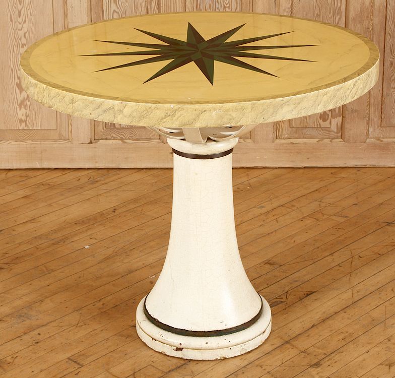 Appraisal: INTERESTING ROUND PAINTED WOOD CENTER TABLE An interesting round painted