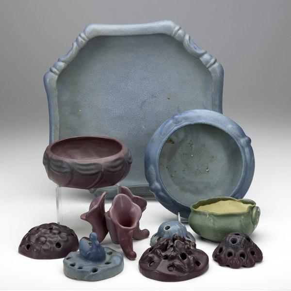 Appraisal: VAN BRIGGLE Nine assorted items low bowls and flower frogs