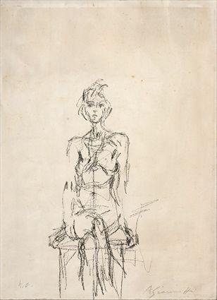 Appraisal: ALBERTO GIACOMETTI - SEATED NUDE Lithographic illustration x in signed