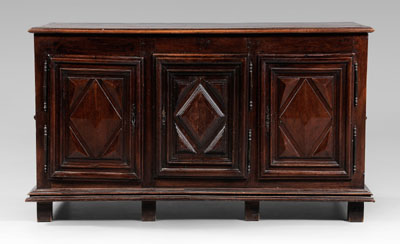 Appraisal: Italian Baroque walnut cabinet walnut and other fruitwoods oak and