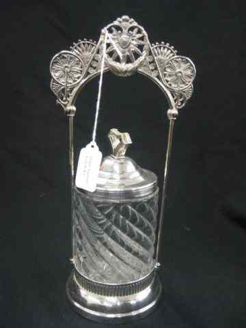 Appraisal: Victorian Silverplate Pickle Castor clear swirl insert by Brooklyn Silver