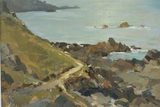 Appraisal: Edward Wesson - The Coast Path St Ives Cornwall oil