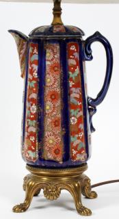 Appraisal: JAPANESE IMARI PORCELAIN CHOCOLATE POT LAMP H An Imari pattern