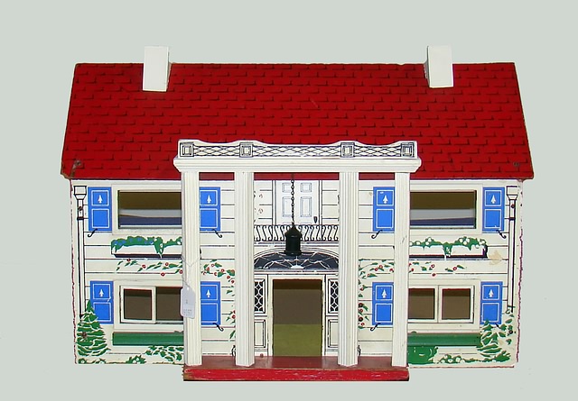 Appraisal: Colonial dollhouse Two story house with rooms Masonite construction with