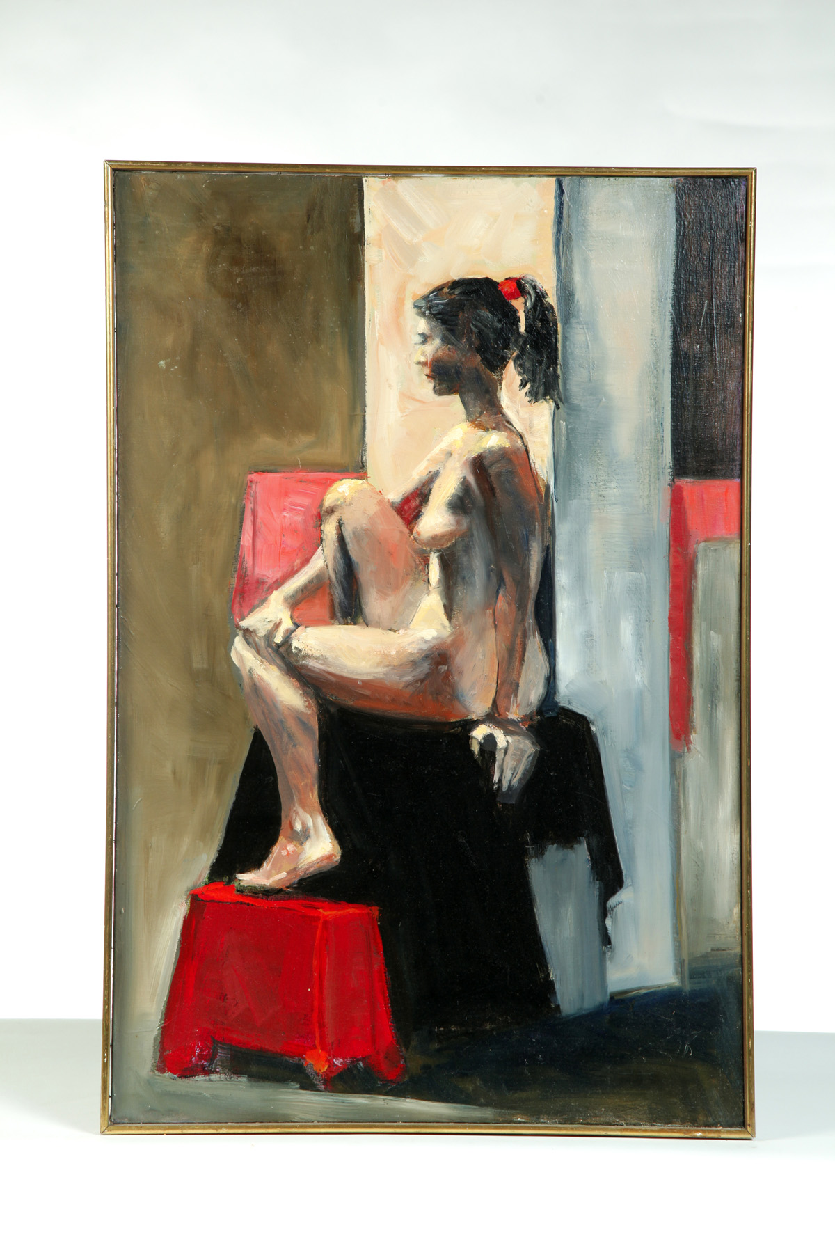 Appraisal: FRAMED OIL ON CANVAS PAINTING OF A NUDE BY MARY