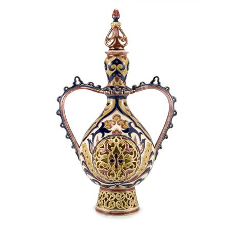 Appraisal: Zsolnay Pecs Gilt and Enameled Ceramic Vase Estimate -