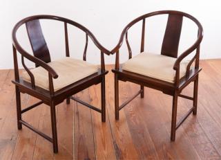 Appraisal: Pair of Baker Furniture Asian Style Chairs Pair of Ming