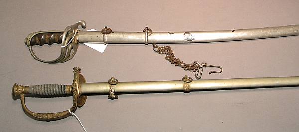 Appraisal: A lot of two U S military officer's swords Comprising