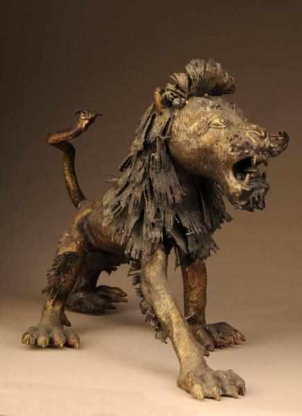 Appraisal: Central African Bamoun Royal Lion Description From Cameroon Made of